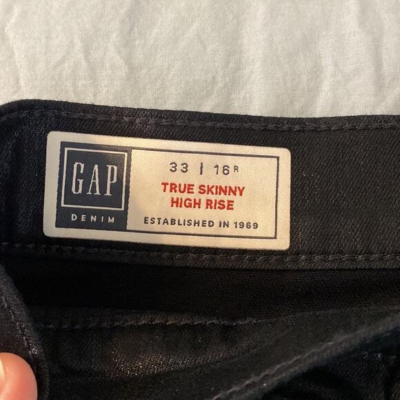 Gap Black Foil True Skinny High Rise Stretch Jeans Size 16 - Picture 4 of 7